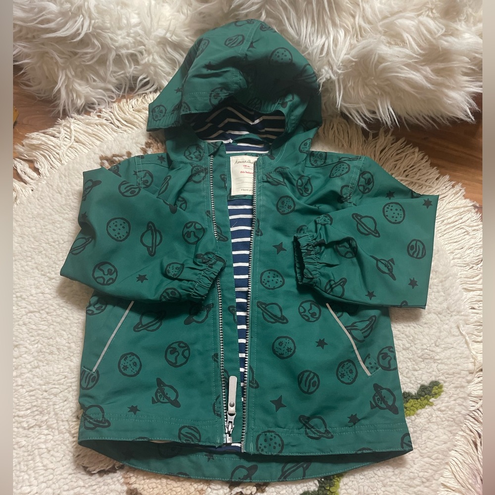 Hanna Andersson space jacket with reflective strips and zipper 4T unisex planets